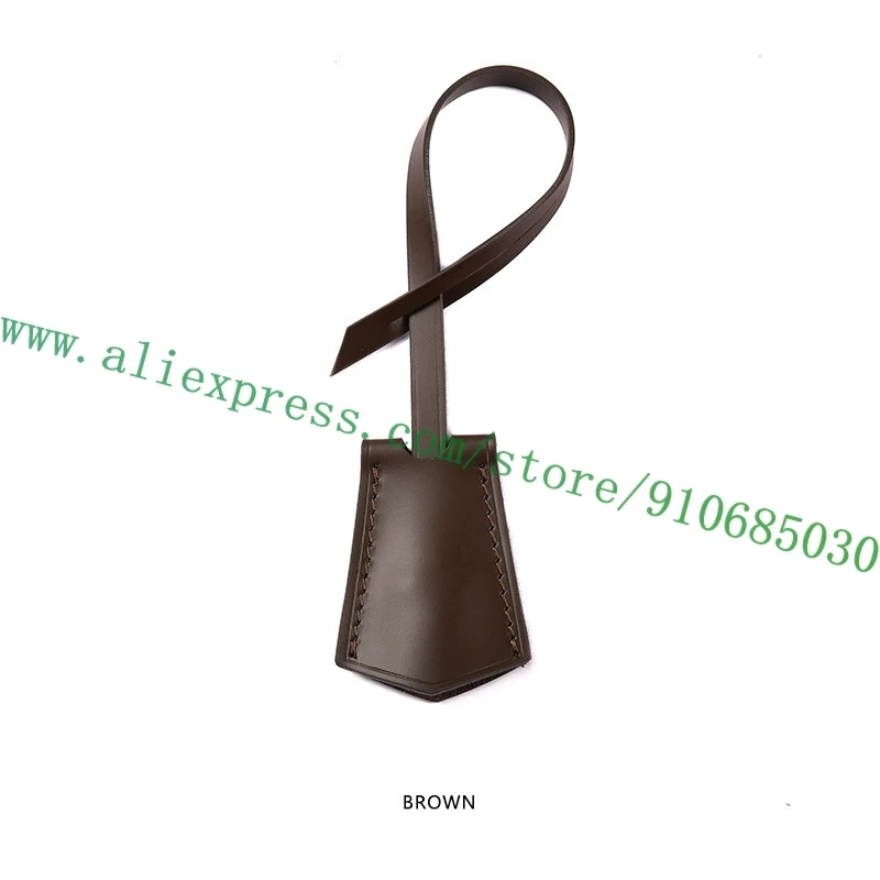 Top Grade Real Vachetta Vegetable Tanned Calfskin Key Bell Leather Cover Hanging Name Tag Customization Hot Stamp Service