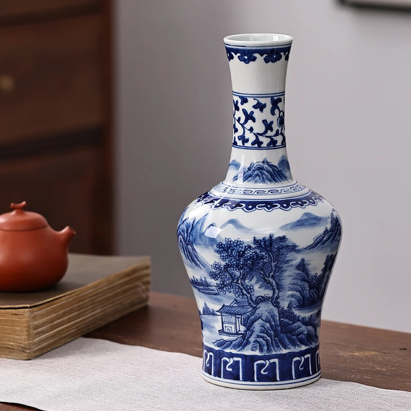 Jingdezhen Ceramic Vase Antique Hand-painted Blue And White Porcelain Chinese Style Flower Arrangement Decoration Gift