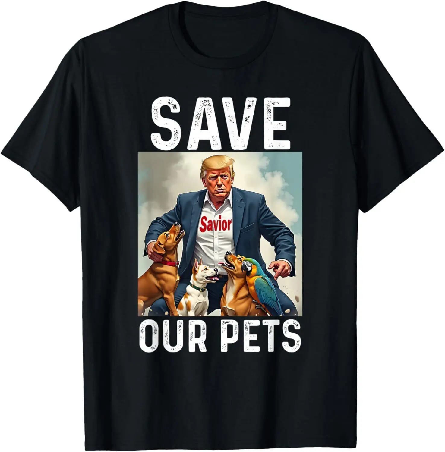 Trump 2024 Elect Save Cats & Dogs Pets Men & Women Gender T-shirt Funny funny printed shirt Short sleeve crew neck top