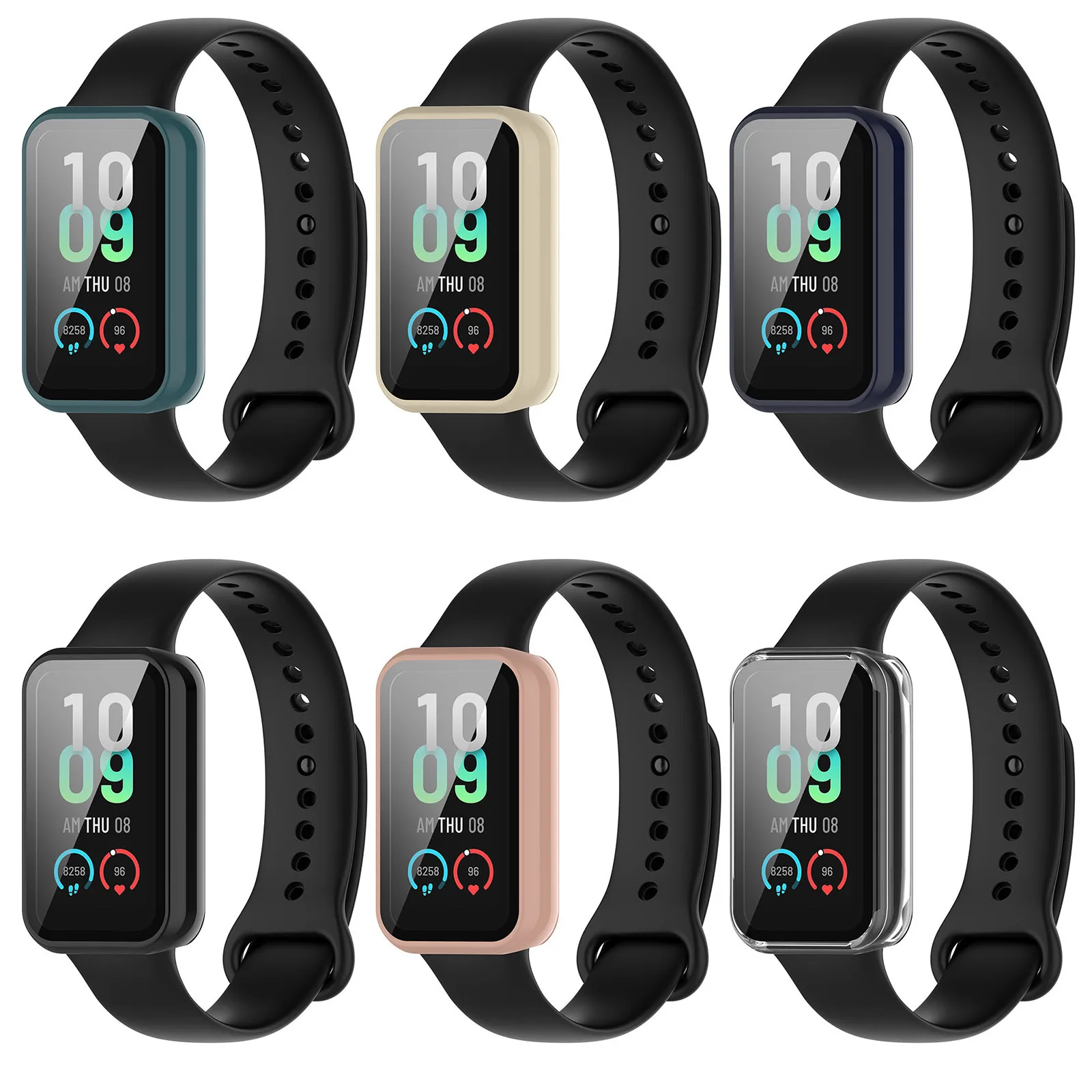 غلاف حماية لساعة Huami Amazfit Band 7 إطار من الصلب PC + تشديد الزجاج التغطية الكاملة الحالات قذيفة ل Amazfit Band7