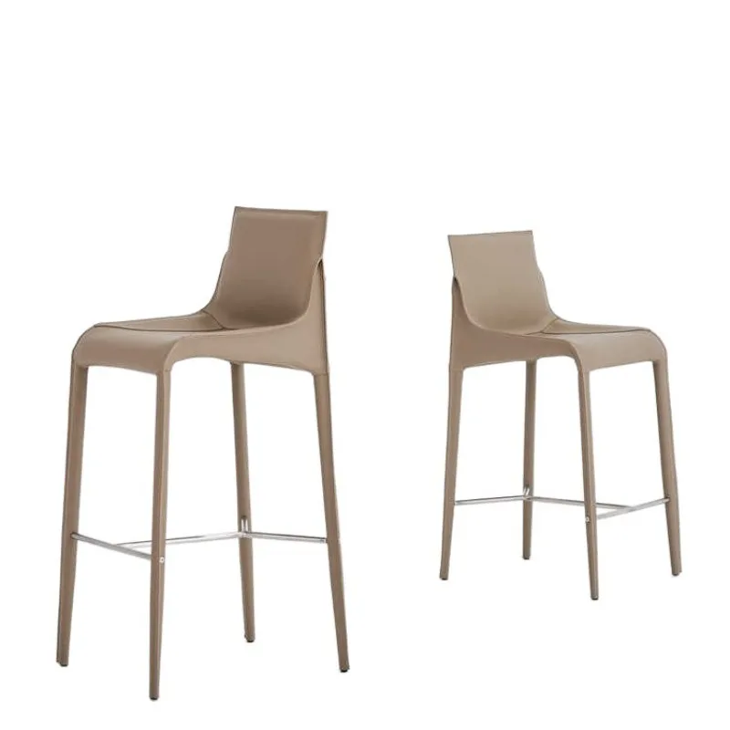 

Simple Modern Bar Chair Saddle Leather Armrest Bar Home Nakajima High Stool Designer Hotel Backrest