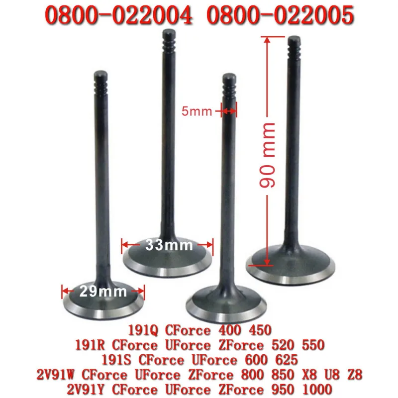 

Orignal Intake Exhaust Valve 0800-022004&0800-022005 For CFMoto CForce 450L 191Q 400ATR 520 500 600 625 Touring 800 1000 moto