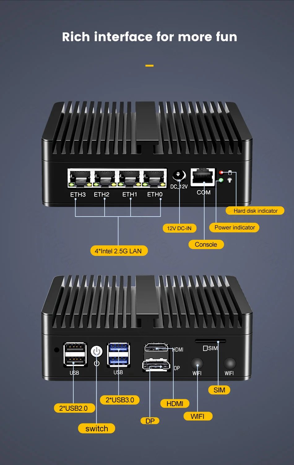 Mini PC Topton com Intel N150 J6412 J5005 16GB RAM NVMe