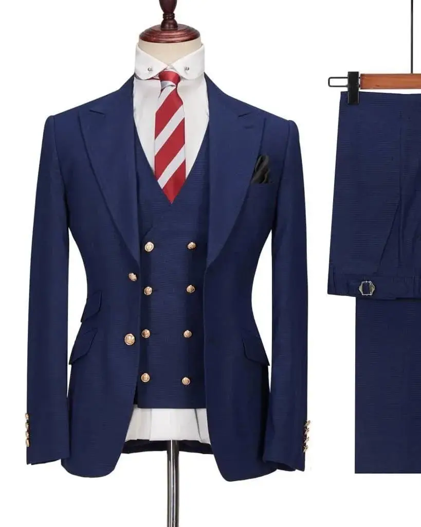 Ensemble Blazer et Pantalon Blazer Bleu pour Homme, Costume Formel de Bureau, Smoking de Mariage, Veste sur Mesure, Manteau de Bal, FJM, 3 Pièces