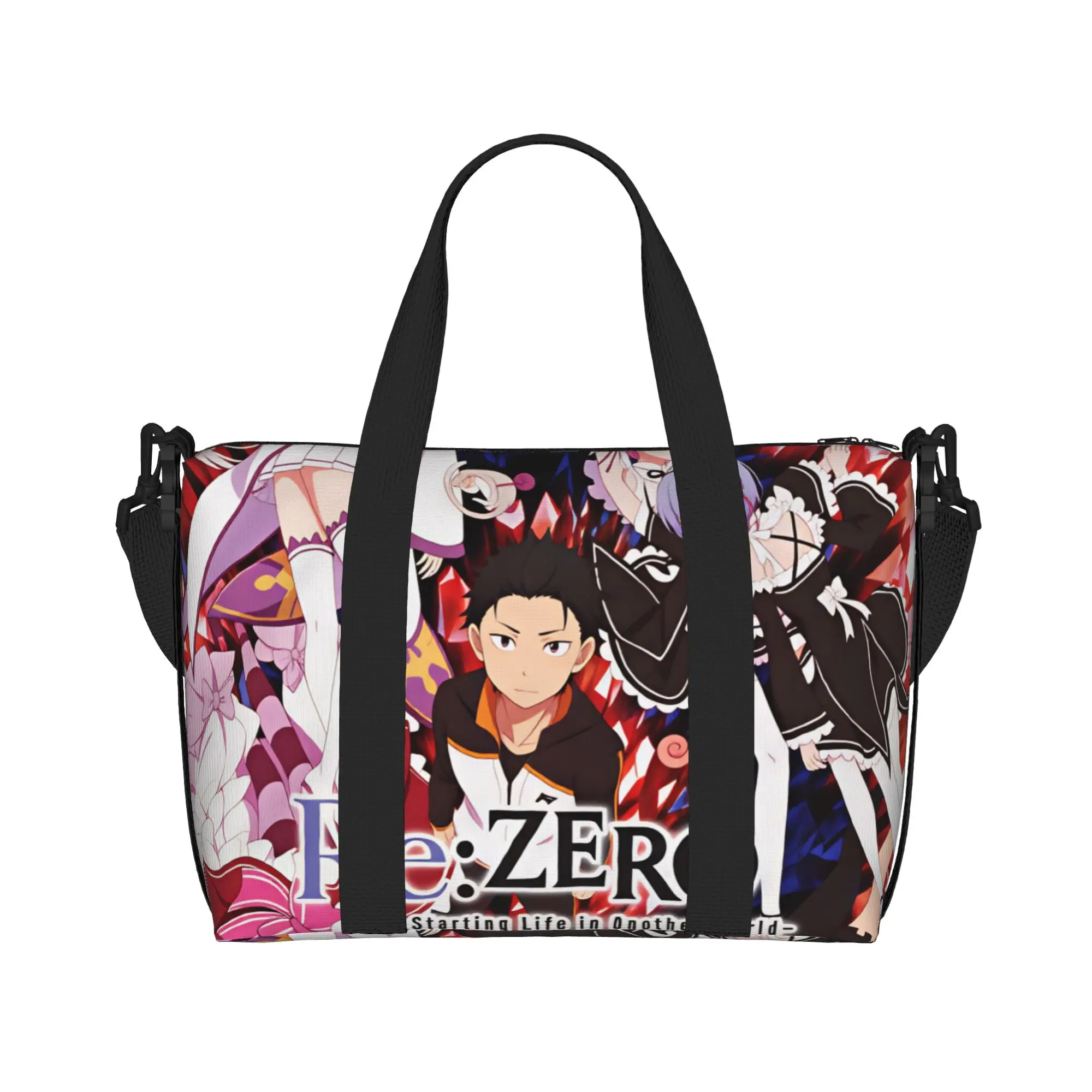 Anime Rem Emilia R-Re:ZERO Beach Tote Bag Women Extra Large Gym Carry On Starting Life in Anothers Worlds Travel Shopping Bags
