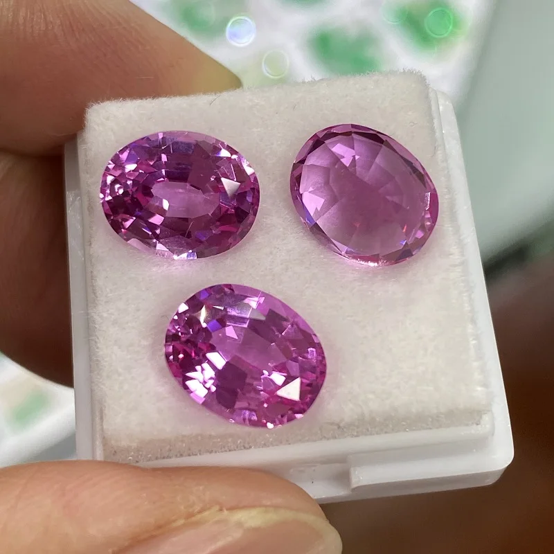 Pirmiana New Fashion Dark Pink Lab Sapphire 8x10mm Oval Shape Loose Gemstone for Diy Jewelry Making