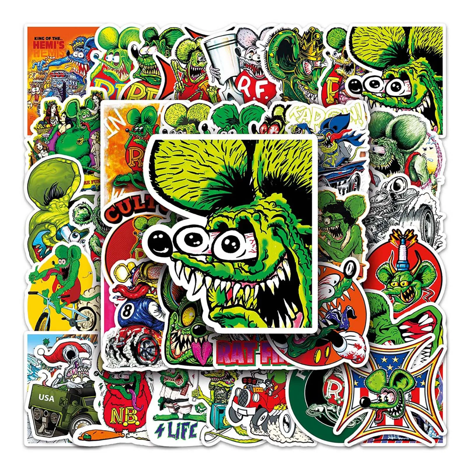 50PCS Rat Fink Stickers Graffiti Robert Williams Stickers DIY Diary Phone Case Handmade Scrapbook Aesthetic Stickers