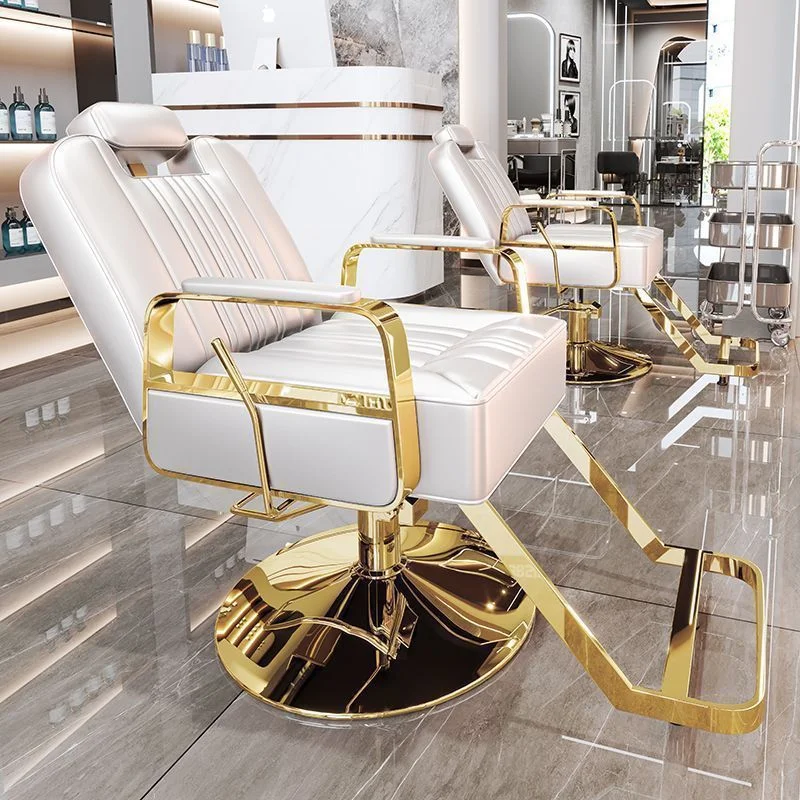 Salon Furniture Barber Shop Metal Material Chair with Height Adjustable Seat & Reclining Perm Salon Special Haircut Chair