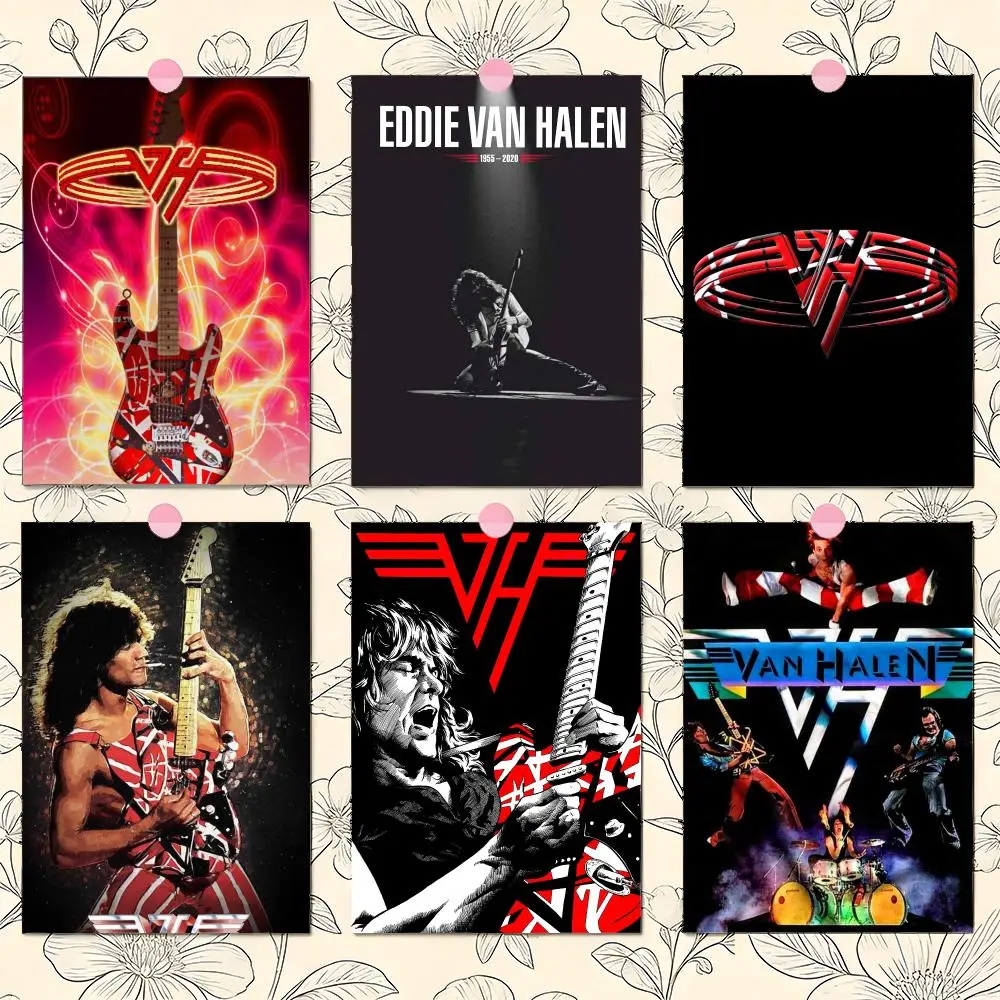 E-Eddie Van Halen Music Singer Poster Matte Self-Adhesive Wall Art Print Living Room Bedroom Home Decor