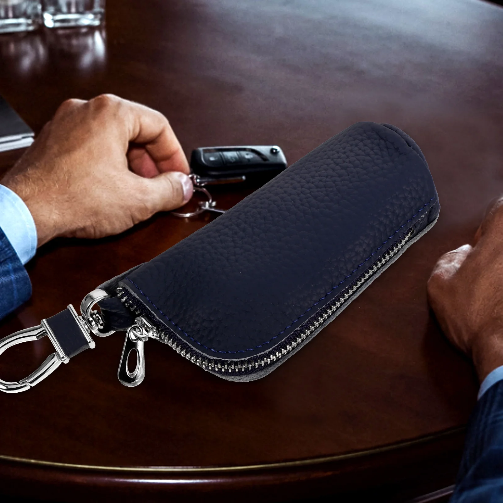 

Soft Organizer Car Bag Key Fob Pouch With Zipper Durable Small Key Case For Men Women Car Fob Holder Keychain Bag