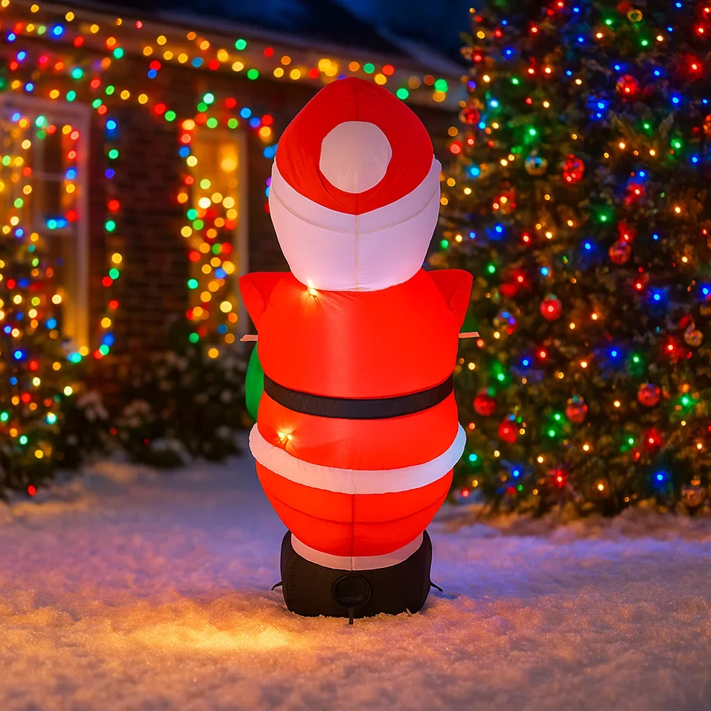 Decorazioni natalizie da 5,2 piedi Borsa regalo gonfiabile per Babbo Natale Giocattoli Ornamenti per la casa con decorazioni a LED Natale all'aperto D