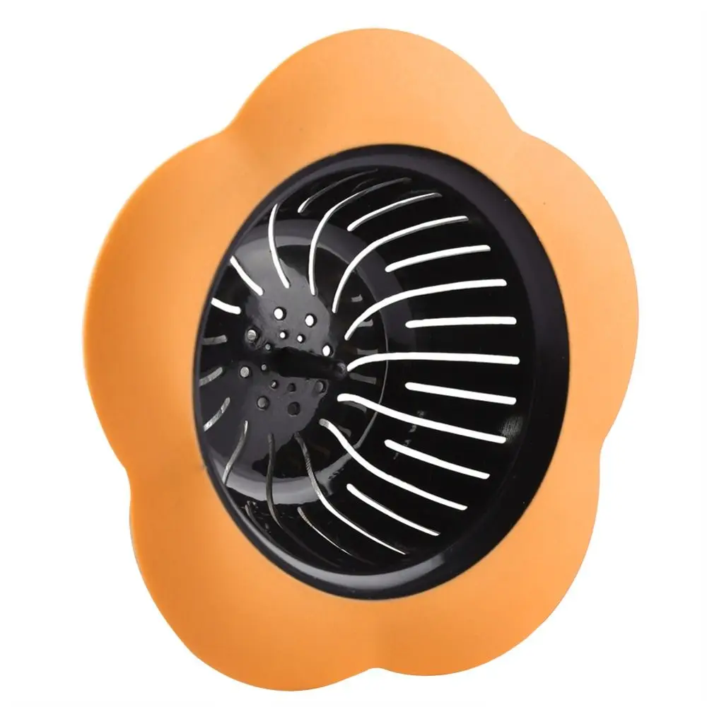 4 Pack 4.33 Inch Diameter Sink Drain Strainer Wide Rim Design Flower Shaped Kitchen Sink Strainer TPR Plastic Material