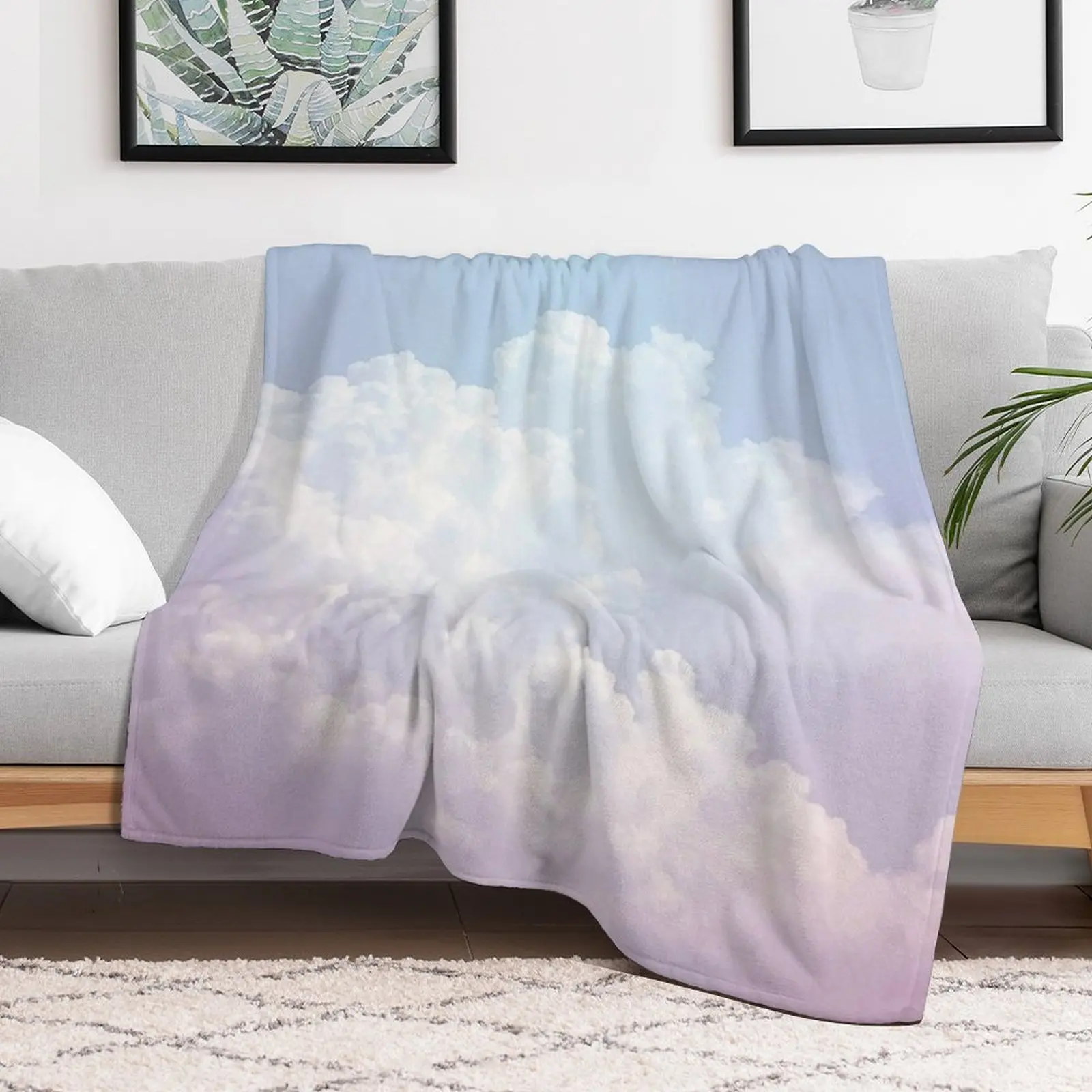 

Dreamy Cotton Blue Sky Throw Blanket Personalized Gift Weighted Sofa Throw Blankets