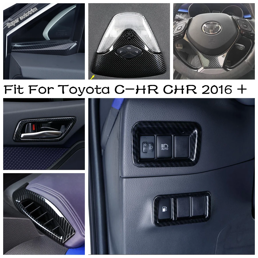 

Carbon Fiber Texture Interior Modified Accessories Parts Air Condition AC Outlet Vent Cover Trim For Toyota C-HR CHR 2016 - 2022