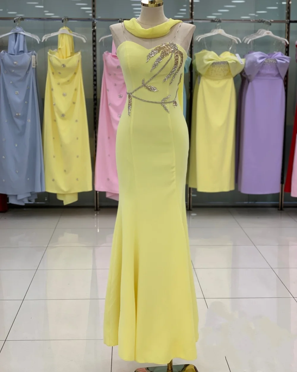 

Customized High Quality Formal Jersey Rhinestone Ruched Mermaid Strapless Long Dresses Bespoke Occasion Dresses Sizes Available