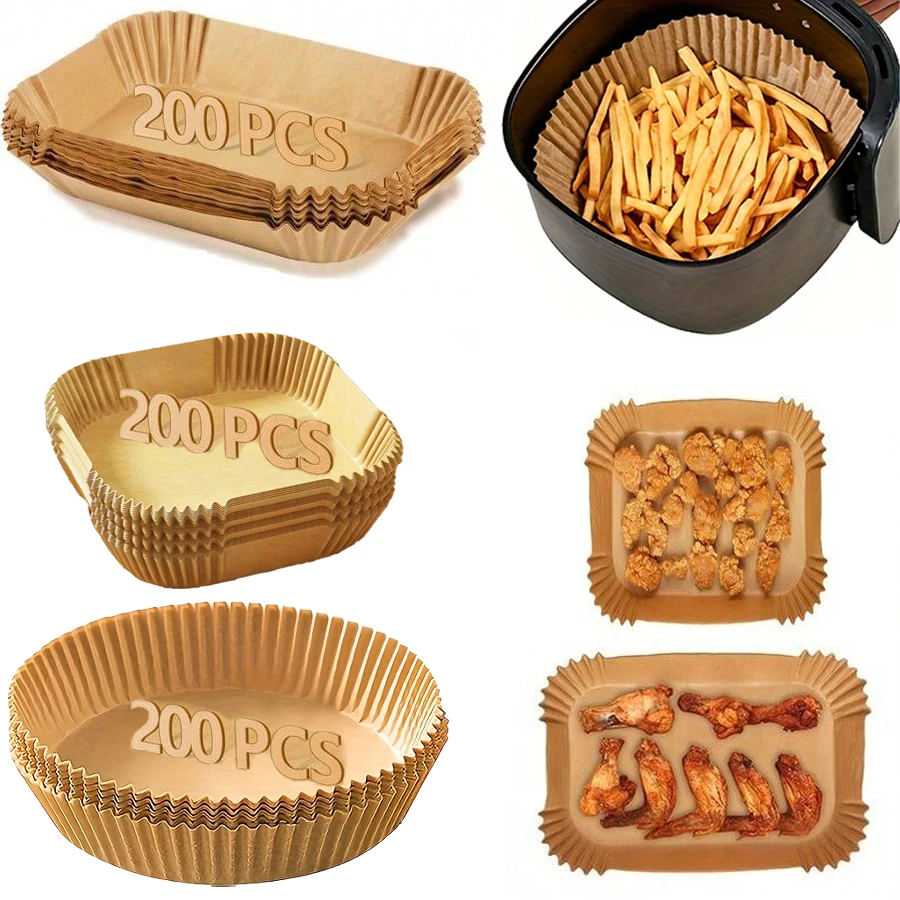 

Air Fryer Paper Liners Disposable Oil-Proof Waterproof Baking Paper Round Square And Rectangle Parchment Kitchen Party Supplies