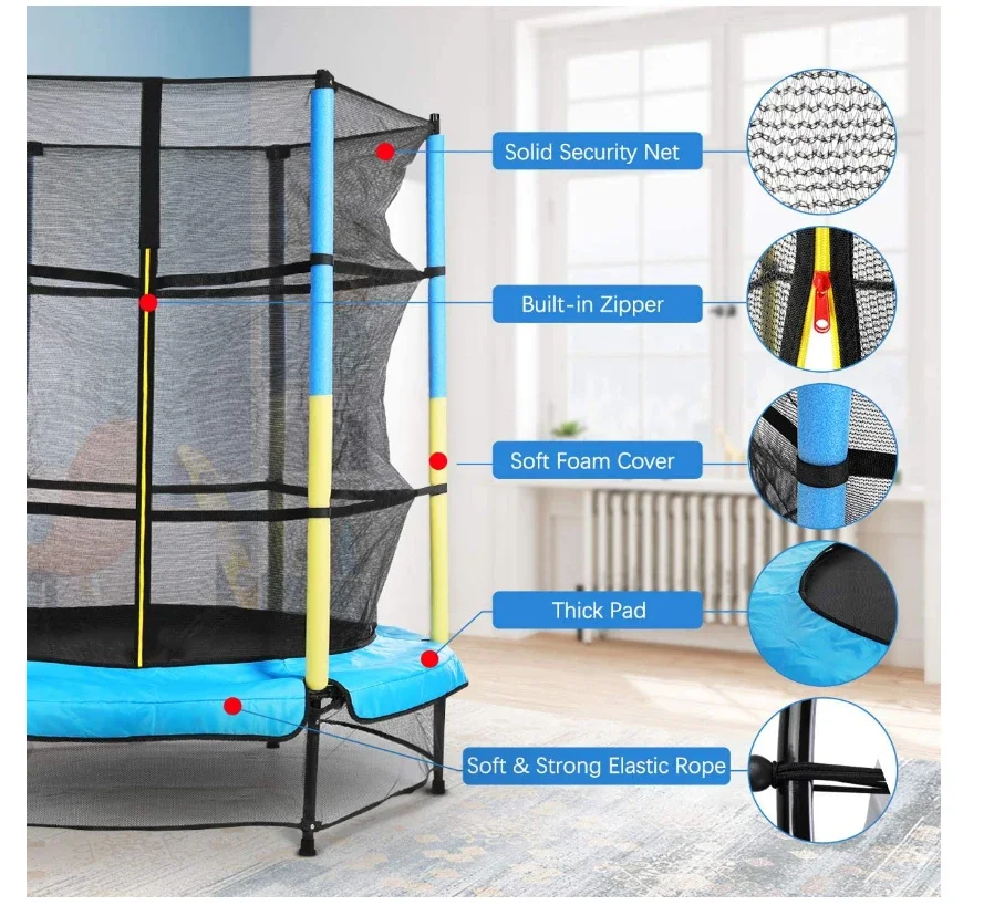 Factory Price Cheap Mini Trampoline Park Safety Net Outdoor Fitness 55inch Round Child Trampoline Sales