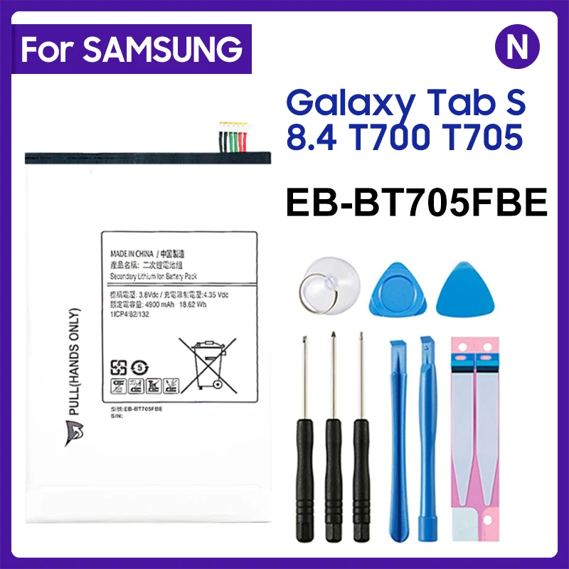 100% Tablet Battery EB-BT705FBC EB-BT705FBE For Samsung GALAXY Tab S 8.4 SM-T700 SM-T705 T705 Genuine Battery 4900mAh