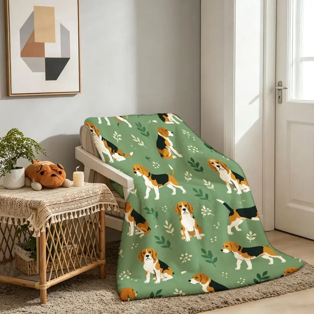 Cozy Beagle Dog Pattern Fleece Throw Blanket Suitable for - Soft Lightweight Bedspread with Beagle, Contemporary Bedding Cover for Sofa, Bed, Decor - Perfect Gift for Dog Lovers, Suitable for Living Room Bedroom