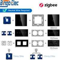 BINGOELEC Zigbee Touch Switch Function Base 1/2/3Way EU Wall Smart Socket  Glass Panels Tuya Smart Life App DIY Parts Black