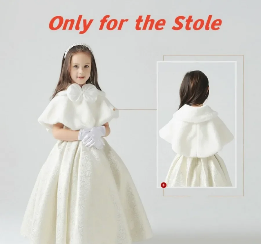 

New Faux Fur Flower Girl Winter Warm Shrugs Short Wedding Bolero Girls Party Prom Cloak Cape Shawls for Baby Kids