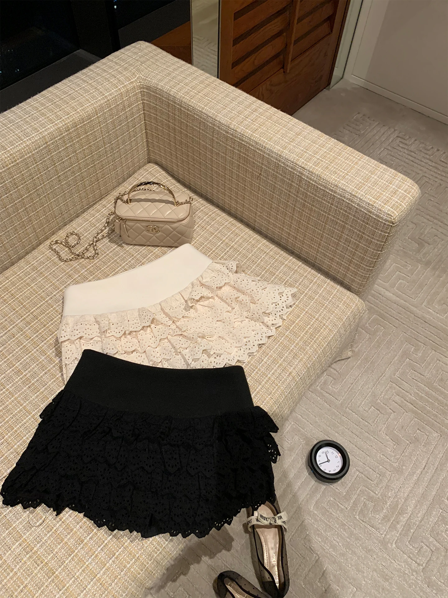 

Нежная кружевная ажурная короткая юбка с завышенной талией, из полиэфирного волокна, многоярусная, для повседневной носки, 90% полиэстер