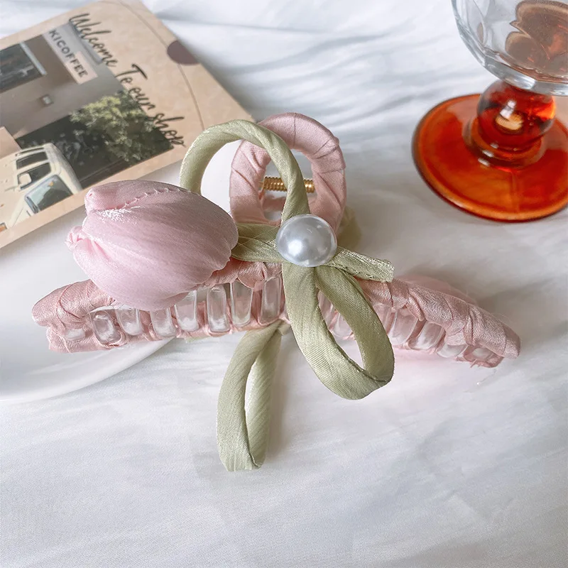 Элегантная-заколка-для-волос-с-тюльпаном-струящаяся-лента-бант-для-женщин-укладка-на-хвост-милый-романтический-аксессуар-для-свидания-и-ночи