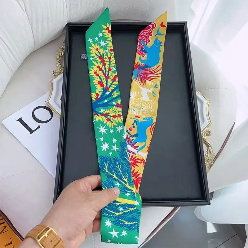 5 * 90 cm moda francese versatile giungla animale leone cervo ragazze nastro in twill avvolgere borsa manico nastro sciarpa di seta all'ingrosso