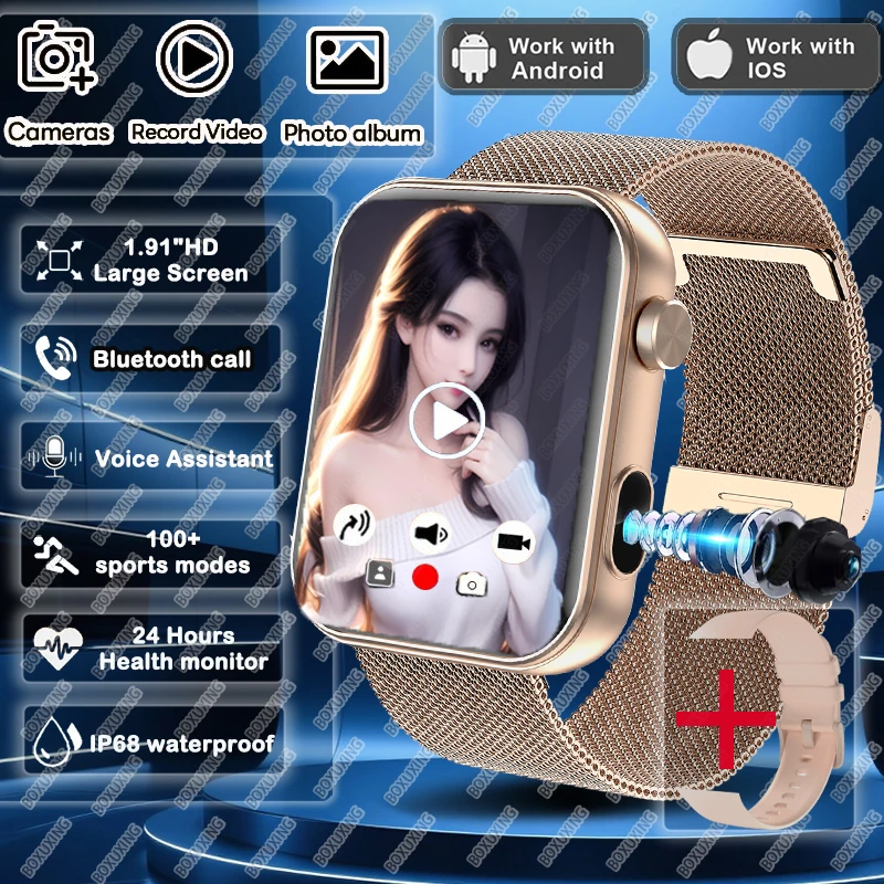 

2025Новые Смарт-часы для женщин и мужчин, камера для записи звука, видеочасы для записи фотографий, спортивные водонепроницаемые умные часы с Bluetooth и вызовом