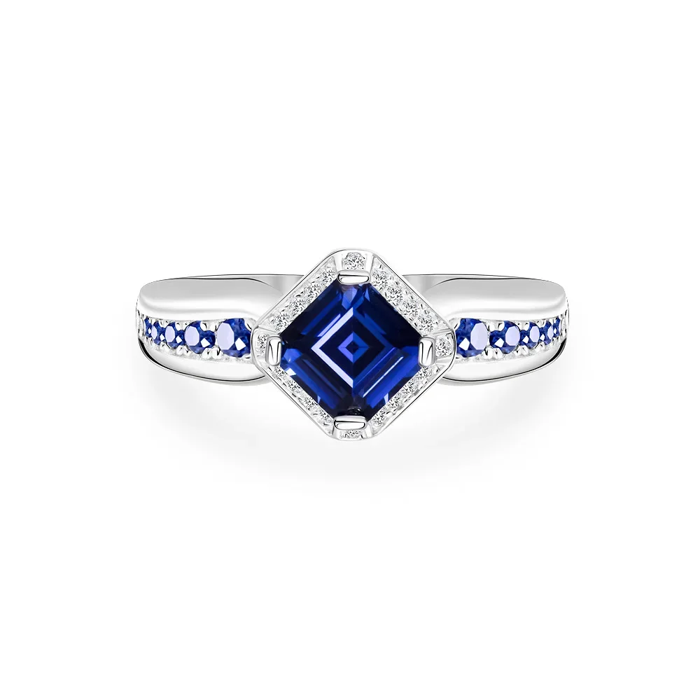 

2025 S925 Silver Square 6 * 6mm Cultivated Sapphire 2ct Fashion Light Luxury Women's Versatile Ring Classical Wedding Jewelry