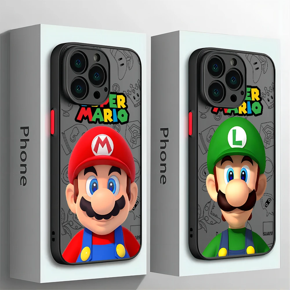 Super M-Marios Bros Game Phone Case For iPhone 15 14 13 12 11 Mini Pro Max X XR 7 8 Plus Matte Transparent Back Cover