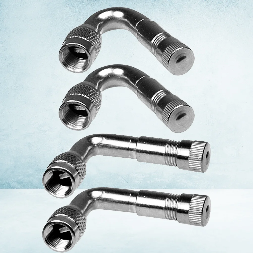 4 قطعة 90 درجة 45 درجة النحاس الهواء الإطارات الجذعية تمديد محول لسيارة شاحنة دراجة نارية صمام الجذعية غطاء غبار معدني ارتداء #3