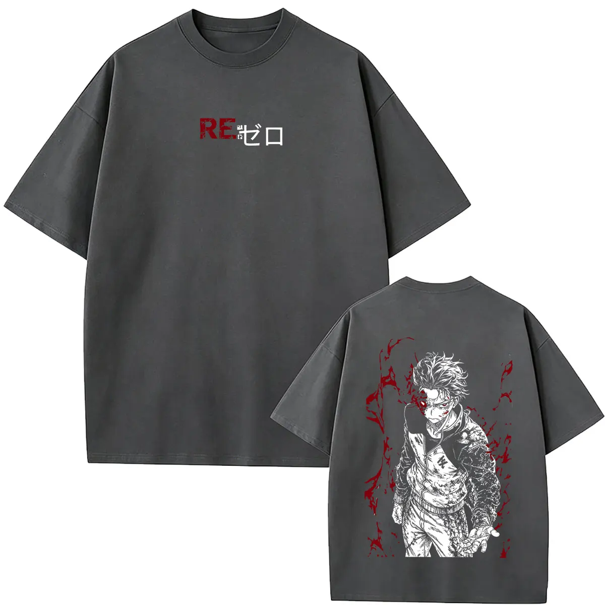 Anime Re:ZERO Starting Life in Another World T-Shirt Subaru Natsuki Grafik-T-Shirts für Männer und Frauen, Vintage, lässig, übergroßes T-Shirt – Detail 3