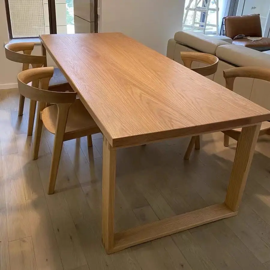 Solid wood dining table Simple ash wood long table Log Japanese large board table