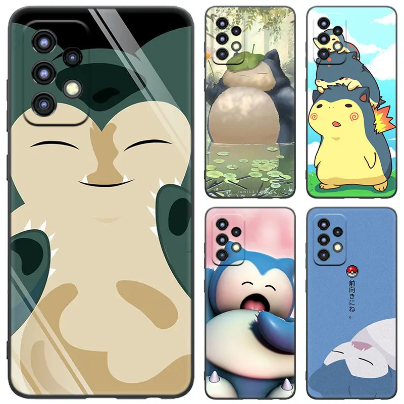 Cute Snorlax Case For Samsung Galaxy A04S A12 A22 A32 A50 A51 A70 A71 A73 5G A03 Core A20E A21S A31 A41 Black Cover