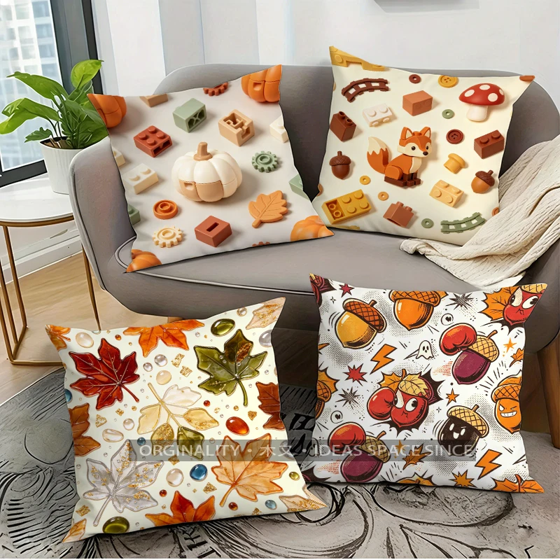 Fall Cute Cartoon Decor Pillow Covers Pattern Cushion Cover Suitable for Sofa Bedroom Car Pillow Cover
