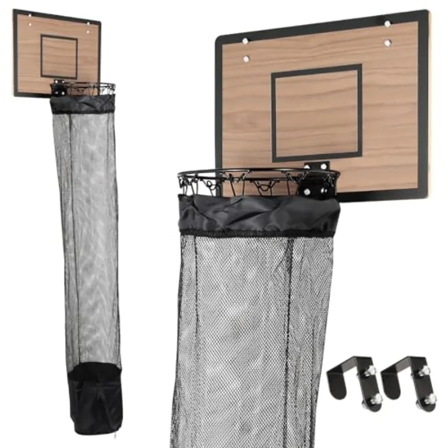 

Over the Door Basketball Hoop Laundry Basket Wooden Basketball Laundry Hamper with Zipper for Room Dorm Rooms Bathroom Saving S