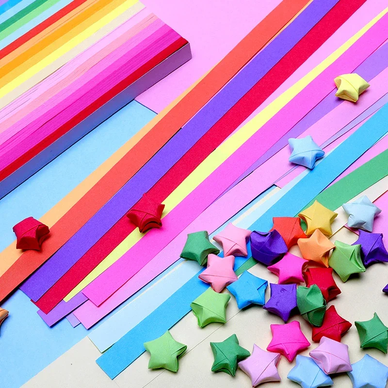 540 Sheet Folding Paper Origami Stars Paper Strips Colorful Double Sided Lucky Star Strips DIY Hand Arts Make Origami Home Decor