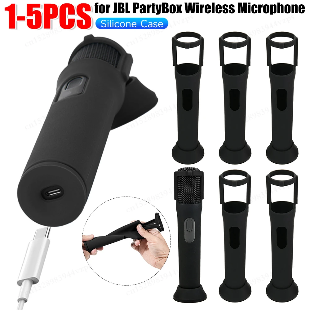 Silicone Protective Case for JBL PartyBox Wireless Microphone Case Anti-Rolling Mic Sleeves Microphone Stand Non-slip Cover