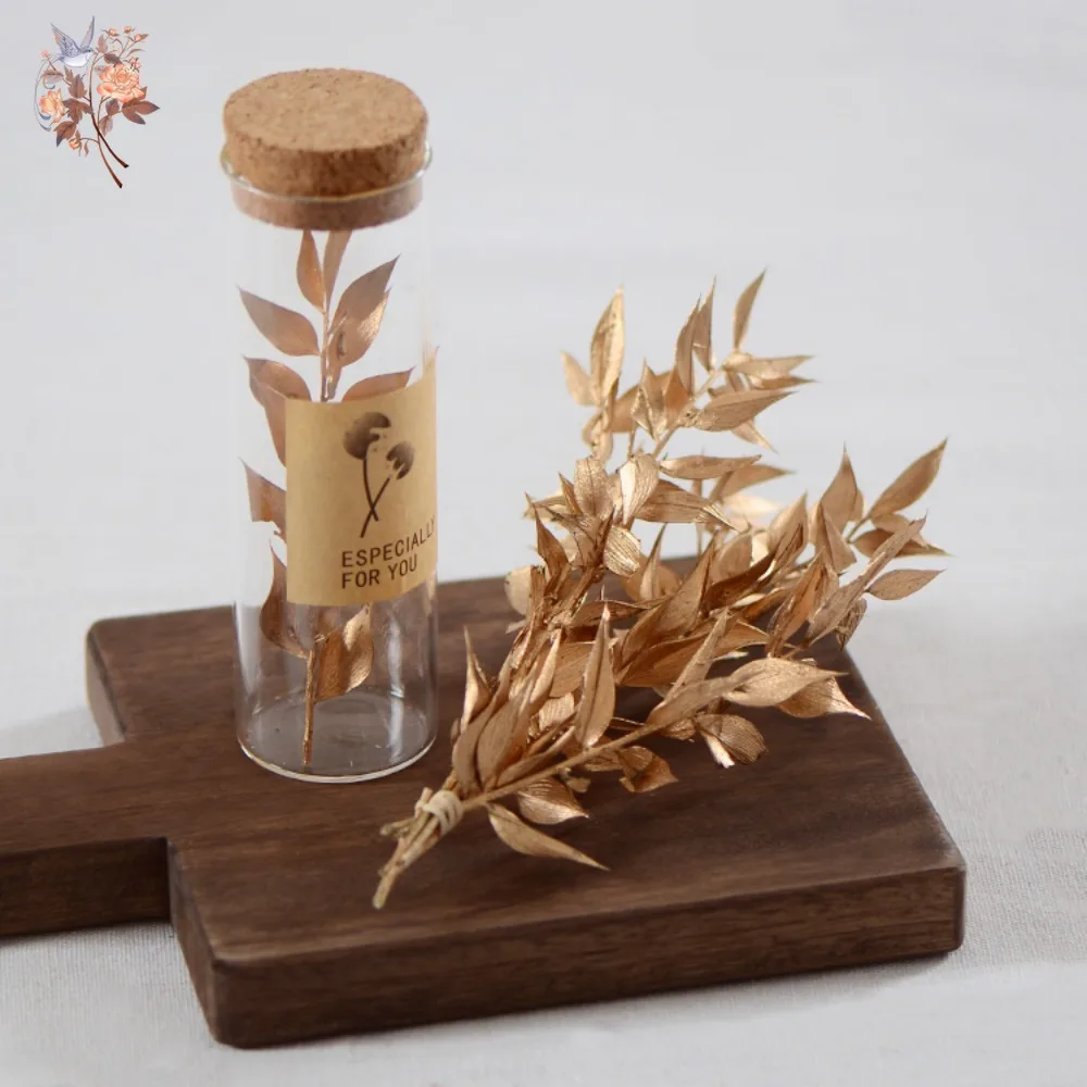 Foglie di Ruscus argentate in oro naturale conservato per le composizioni di Natale e Capodanno Fiori secchi Regali fai da te Materiale Decorazioni per la casa