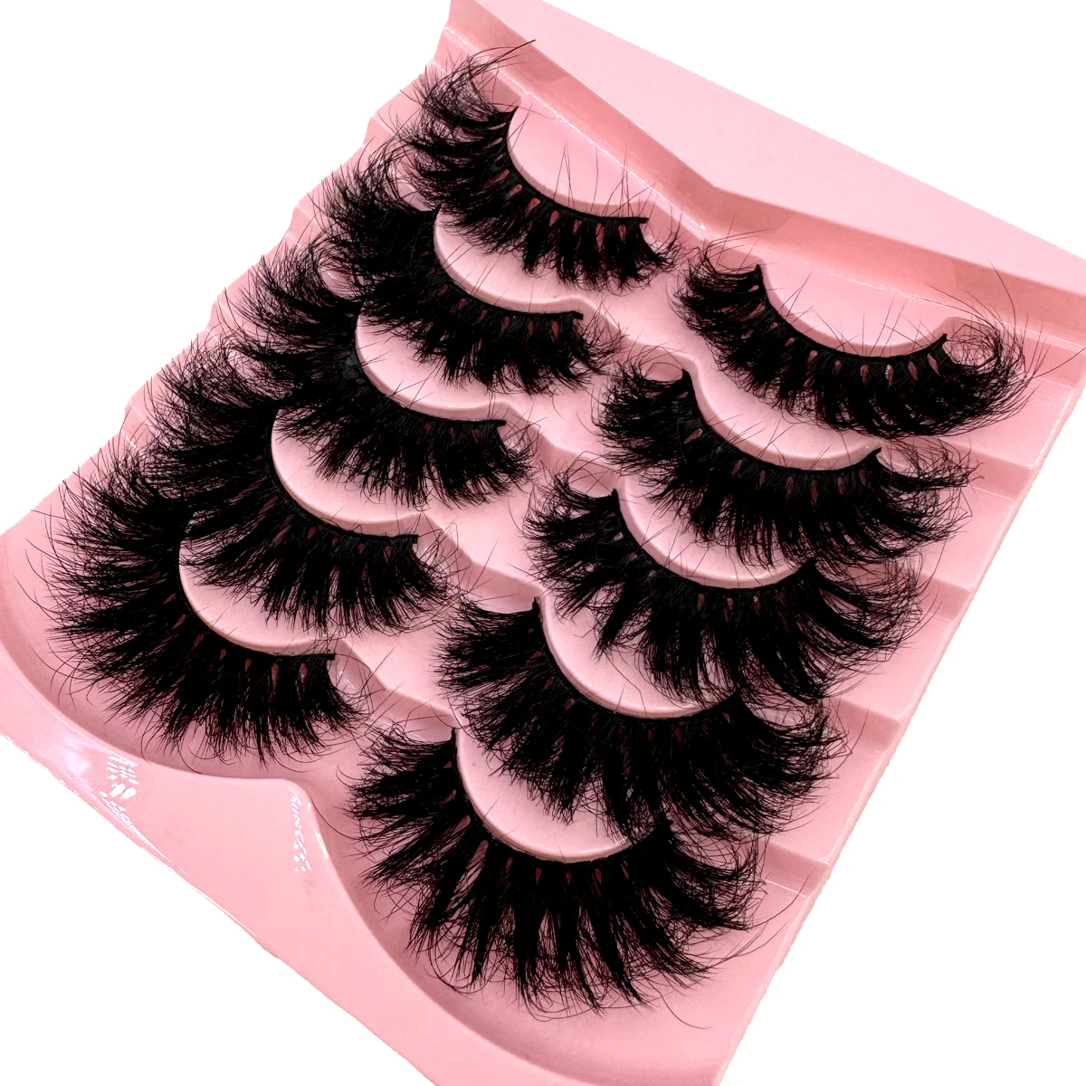 Novo 5 pares 25mm 3d vison cílios em massa falso volume dramático cílios finos naturais vison cílios pacote longo atacado cílios postiços