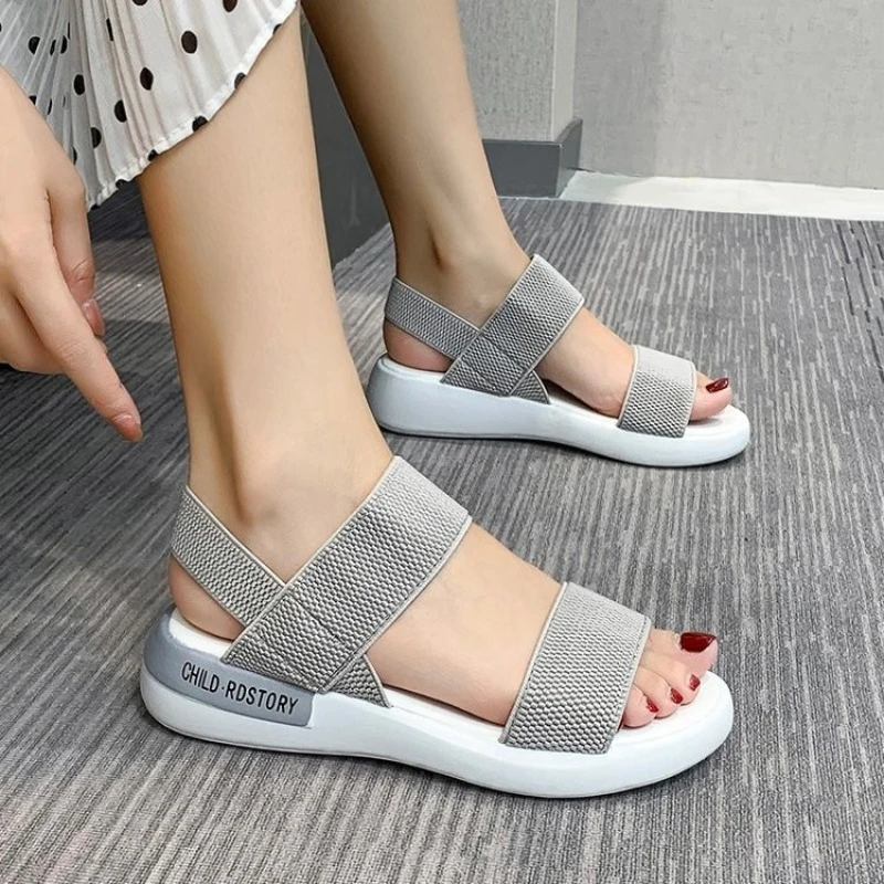 2024 New Summer Fashion Platform  Romen Sandals Women Closed Toe Flat Sandals Women Outdoor Casual Sport Women's shose