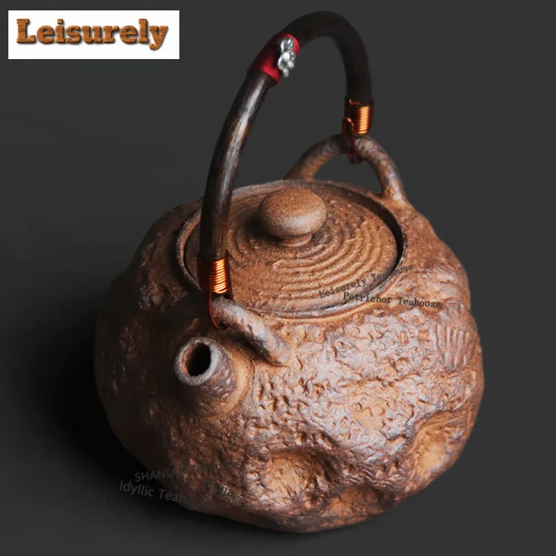 550ml Rock Mineral Stone Texture Lift Handle Teapot Traditional Tea Infuser Pot Tea Maker Kettle With Filter Tea Items Ornaments