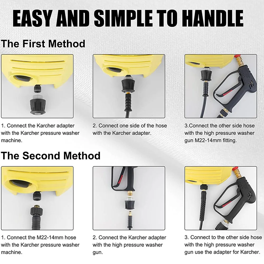 High Pressure Washer Hose Adaptor Connect With Car Washer Outlet Adaptor And Hose For Parkside Karcher Nilfisk  Change Connect