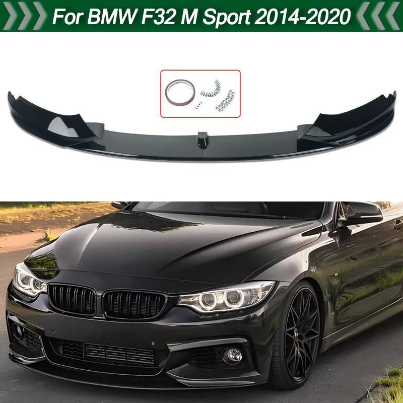 Divisor de labio de parachoques delantero negro brillante para 2014-2020BMW F32 F33 F36 4 Series M alerones de labio delantero deportivo Kit de carrocería Magickit