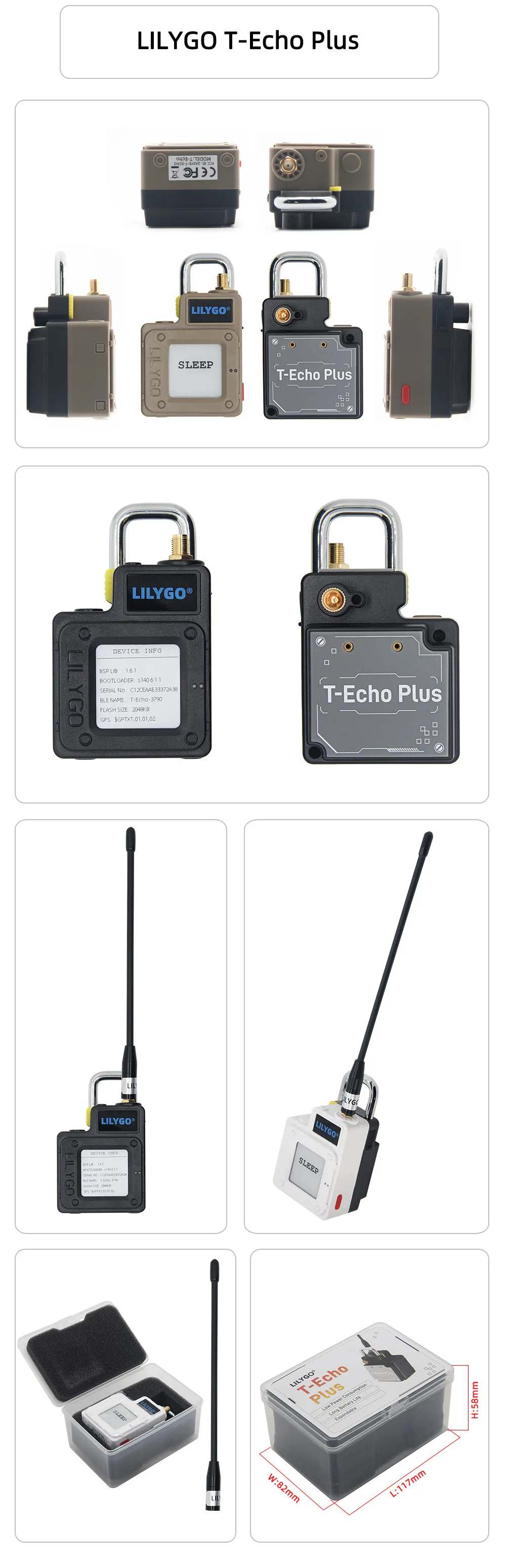 릴리고 ® T-Echo Plus NRF52840 SX1262 LoRa L76K/GPS 전자종이