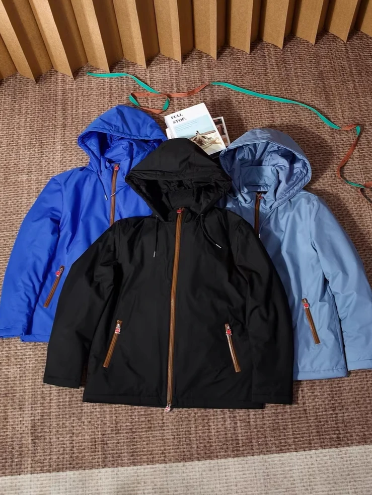 

Kiton Leather Trimmed Hooded Jacket