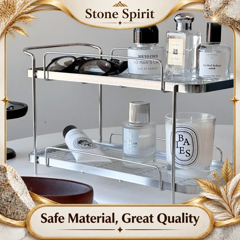 Luxury 2-Tier Acrylic Perfume Organizer,Transparent Cosmetic Display Stand for Vanity Table Storage, Modern Makeup Storage Shelf