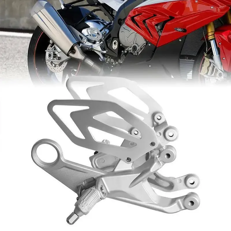 Motorcycle Silver  Front Rider Foot Pegs Footrest Bracket Fit For BMW S1000RR 2015-2017