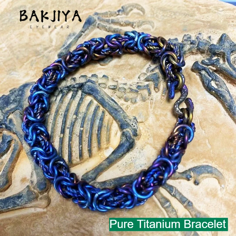 New Pure Titanium Bracelet Men Unisex, Minimalist Thickened Cuban Link Chain Handmade Bracelet, Non-Allergic Lightweight